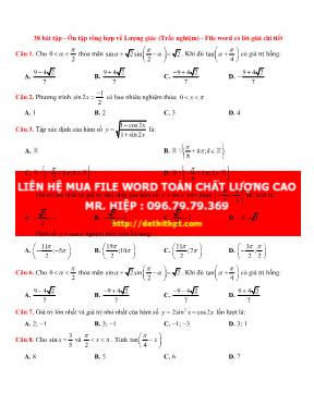 38 Bài tập ôn tập tổng hợp về lượng giác